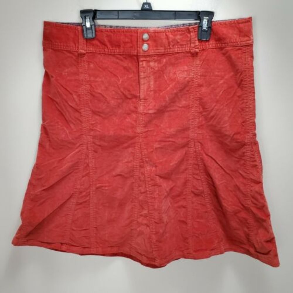 Athleta Whenever Skirt Orange Corduroy A Line Zip Fly Womens Sz 14t Belt Loop